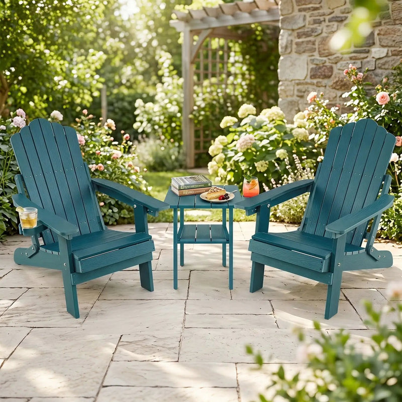 Folding Adirondack Chairs Set of 2 with Adjustable Backrest by DirectDeals