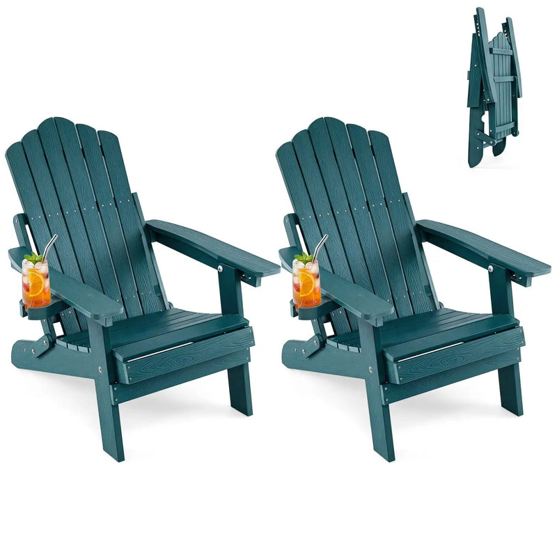Folding Adirondack Chairs Set of 2 with Adjustable Backrest by DirectDeals
