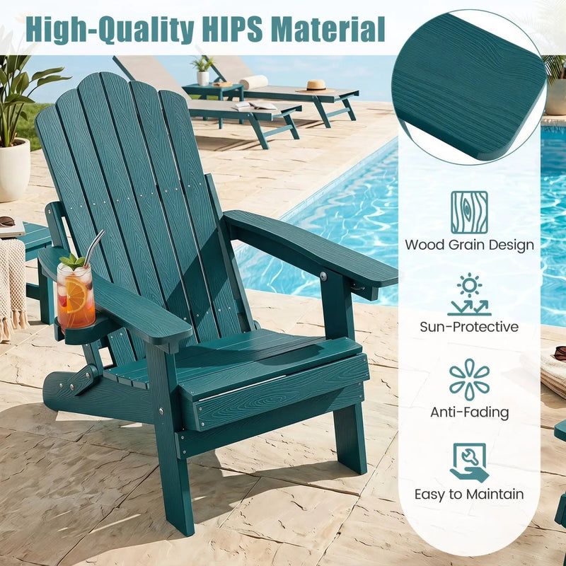Folding Adirondack Chairs Set of 2 with Adjustable Backrest by DirectDeals