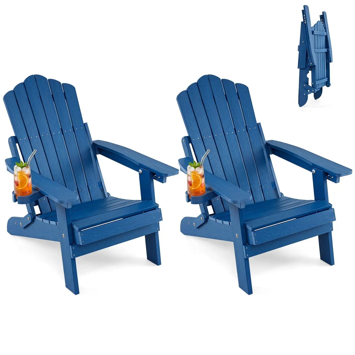 Folding Adirondack Chairs Set of 2 with Adjustable Backrest by DirectDeals