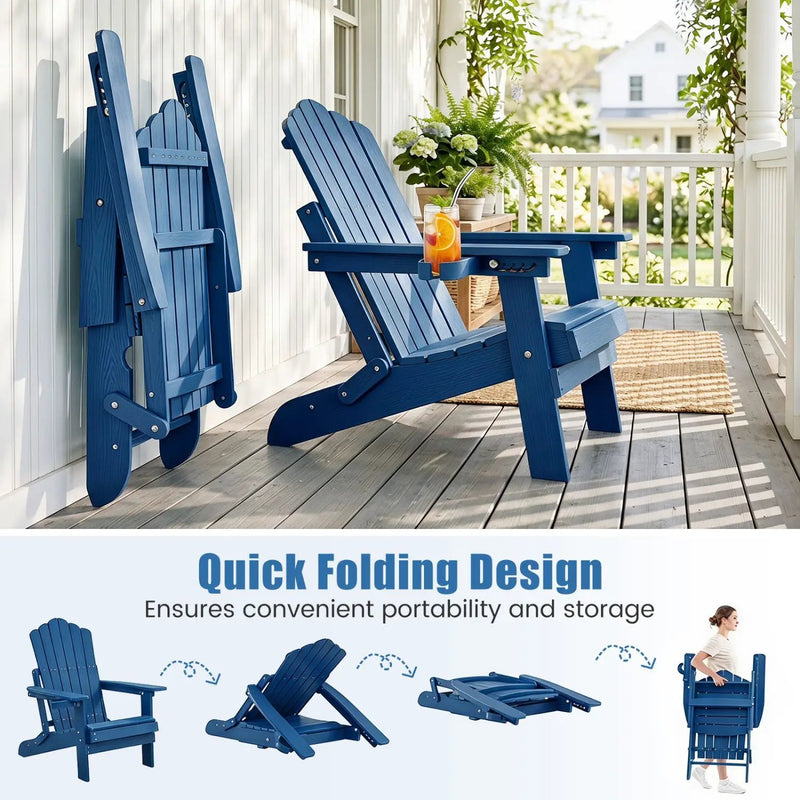 Folding Adirondack Chairs Set of 2 with Adjustable Backrest by DirectDeals