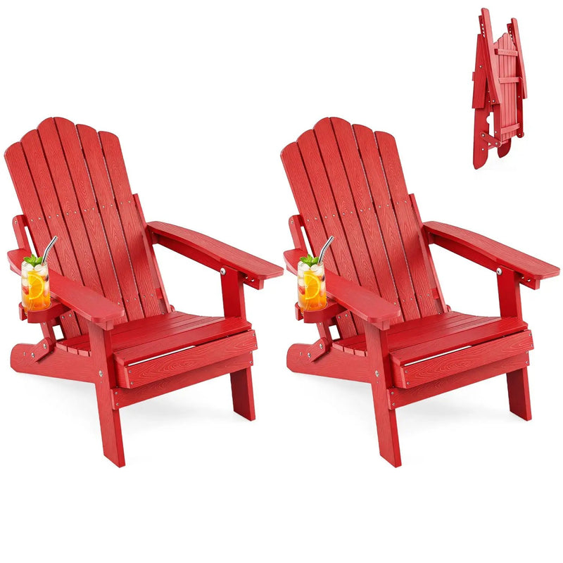 Folding Adirondack Chairs Set of 2 with Adjustable Backrest by DirectDeals