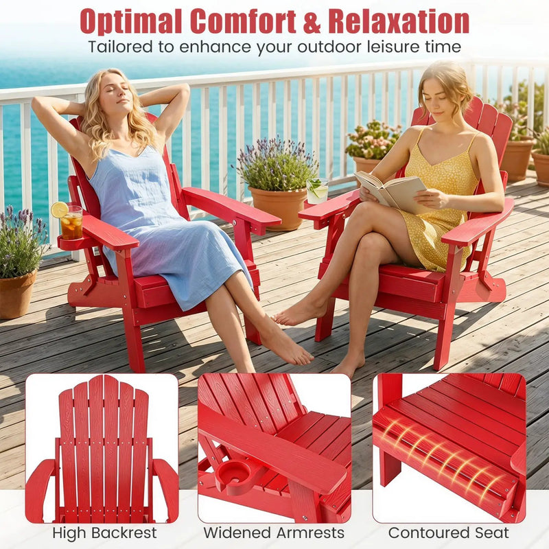 Folding Adirondack Chairs Set of 2 with Adjustable Backrest by DirectDeals