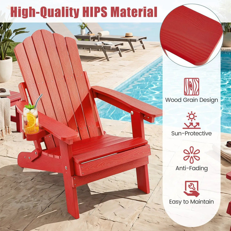 Folding Adirondack Chairs Set of 2 with Adjustable Backrest by DirectDeals
