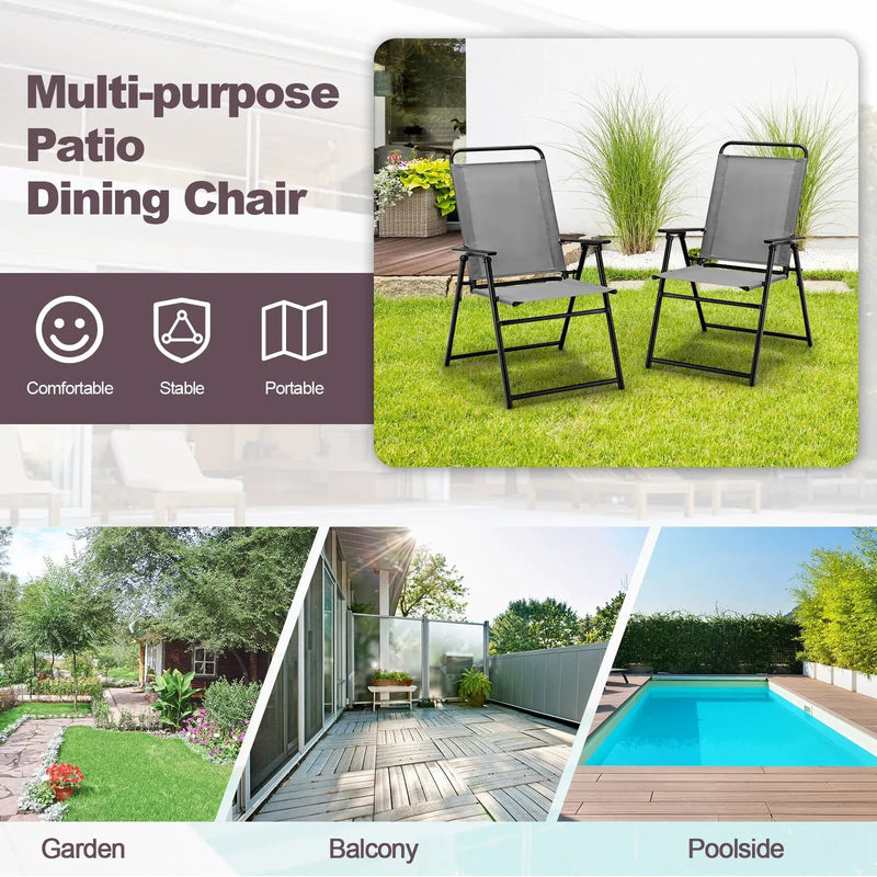 Outdoor Folding Sling Chairs with Armrest and Backrest by DirectDeals