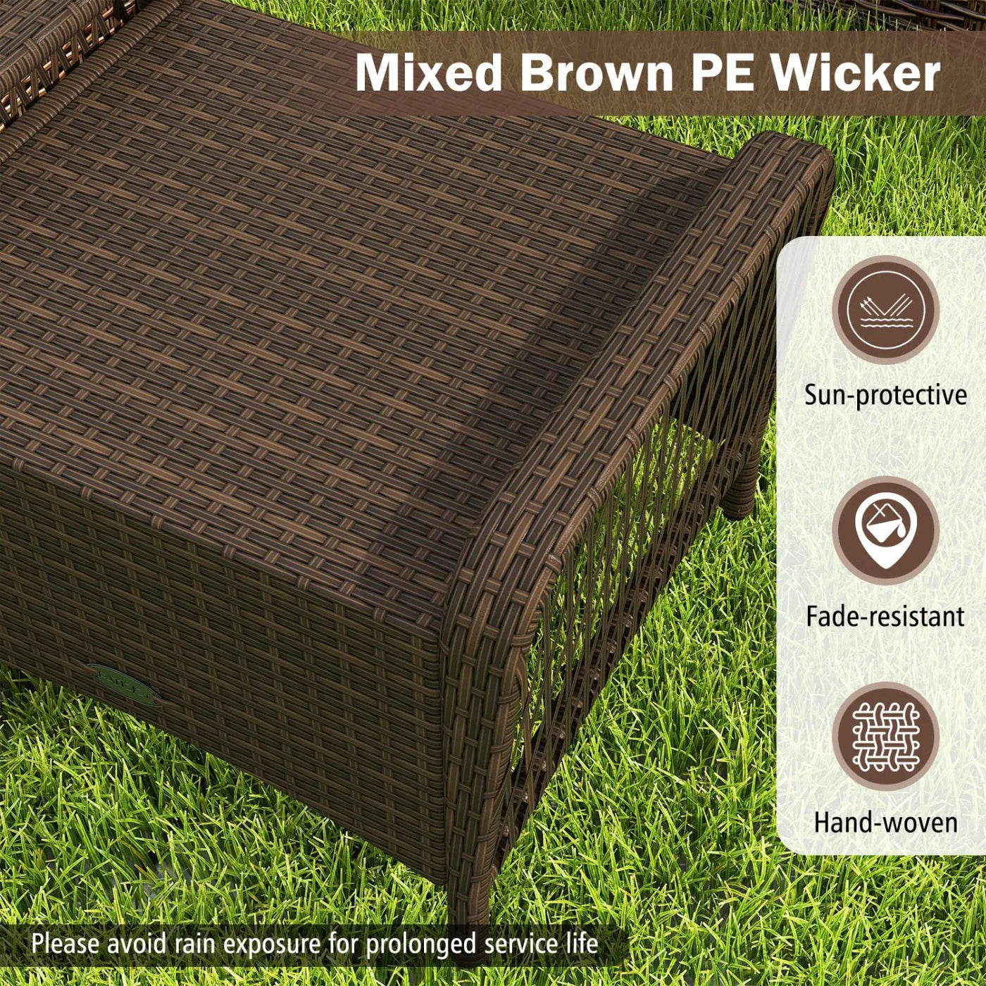 Outdoor PE Wicker Ottomans Set of 2 with Removable Cushions by DirectDeals