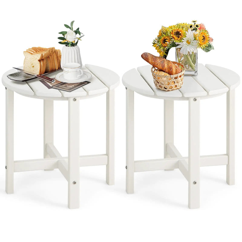 Set of 2 18 Inch Round Weather-Resistant Adirondack Side Tables by DirectDeals
