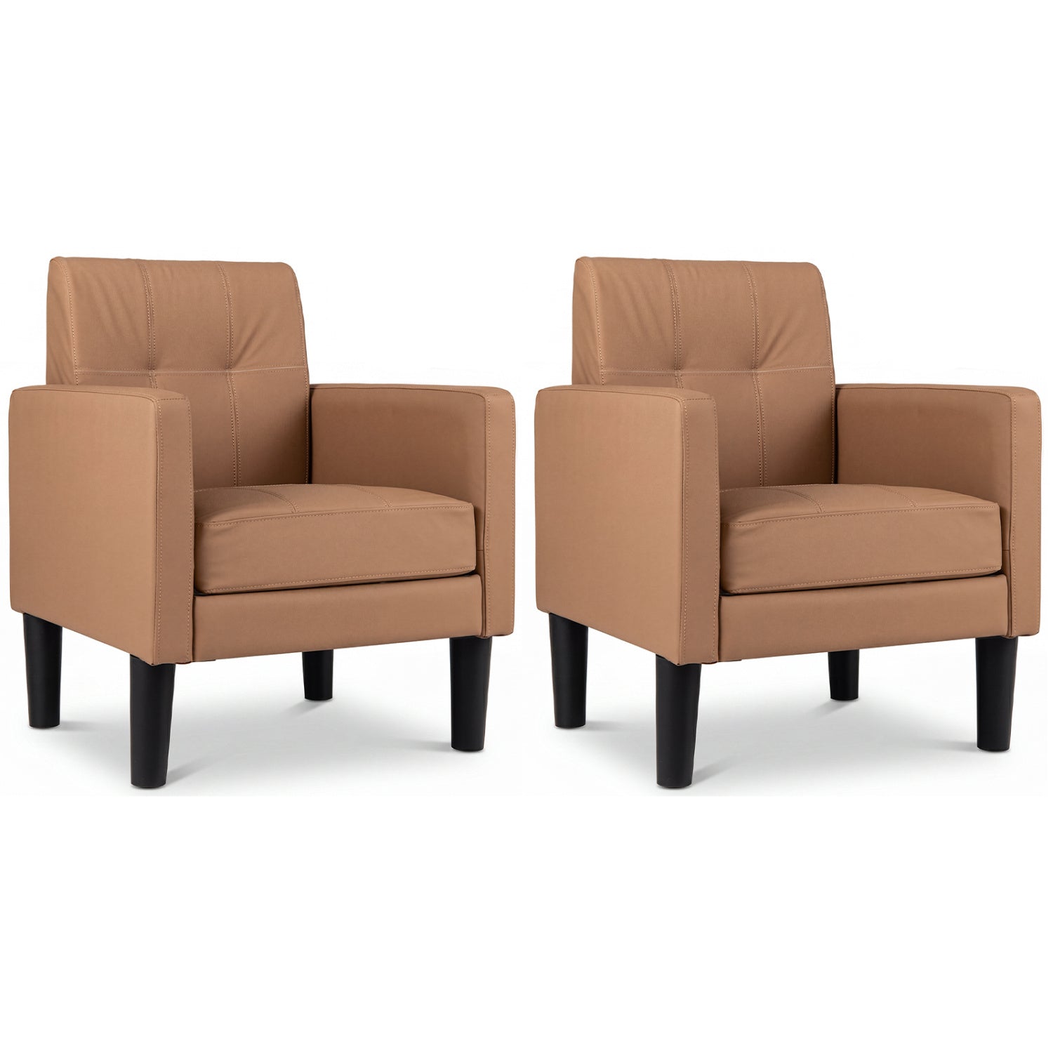 Modern Accent Chair Set with Removable Cushion, Brown PU Leather by DirectDeals
