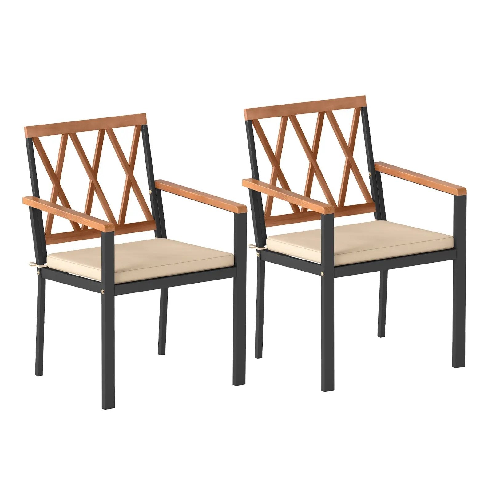 Set of 2 Patio Dining Chairs with Removable Padded Cushions by DirectDeals