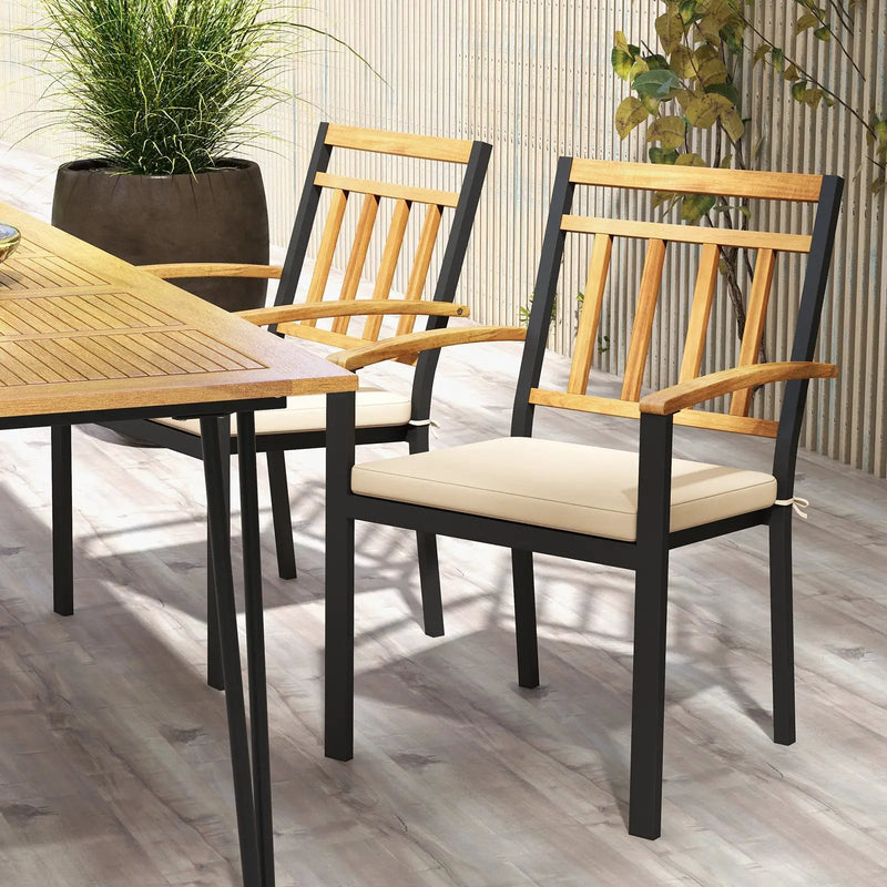 Set of 2 Patio Dining Chairs with Removable Padded Cushions by DirectDeals