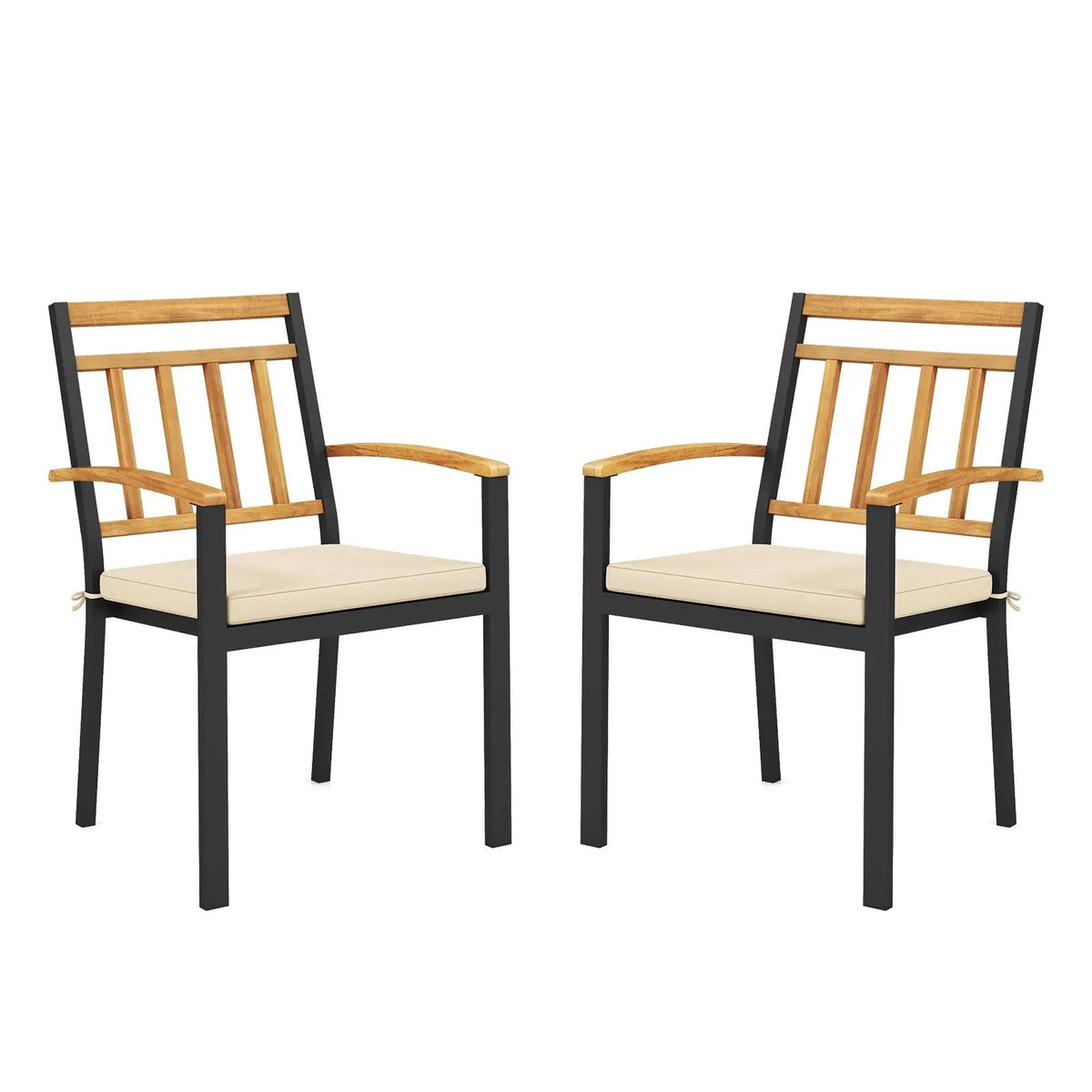 Set of 2 Patio Dining Chairs with Removable Padded Cushions, photo 3 of 9