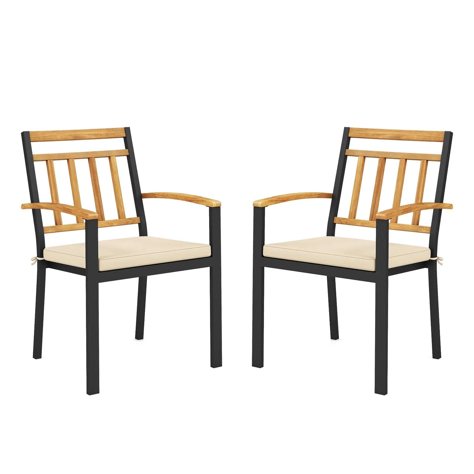 Set of 2 Patio Dining Chairs with Removable Padded Cushions by DirectDeals