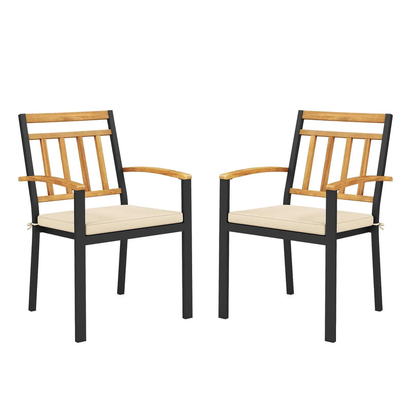 Set of 2 Patio Dining Chairs with Removable Padded Cushions by DirectDeals