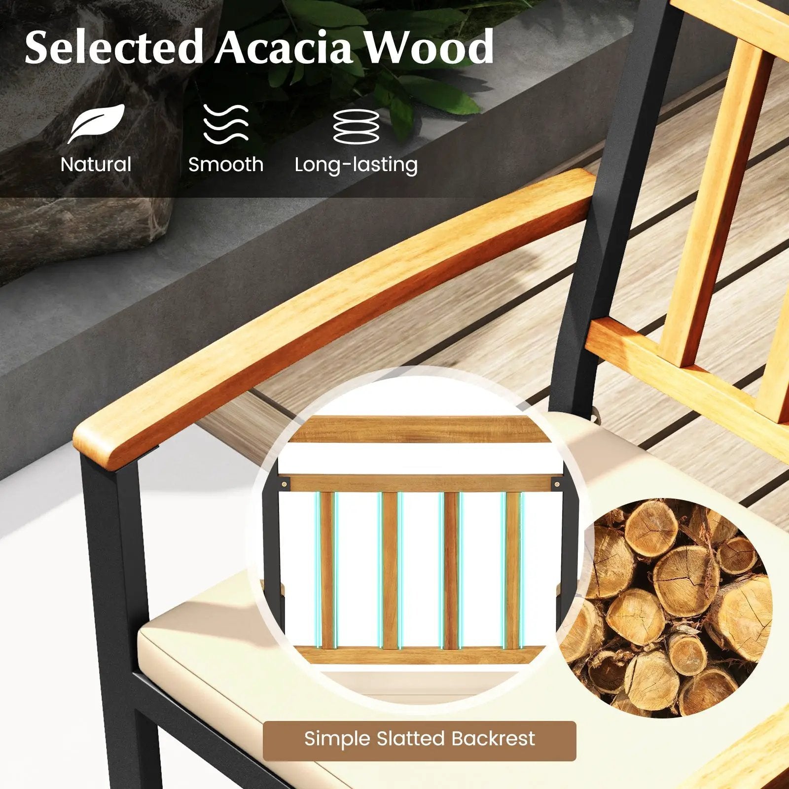 Set of 2 Patio Dining Chairs with Removable Padded Cushions by DirectDeals