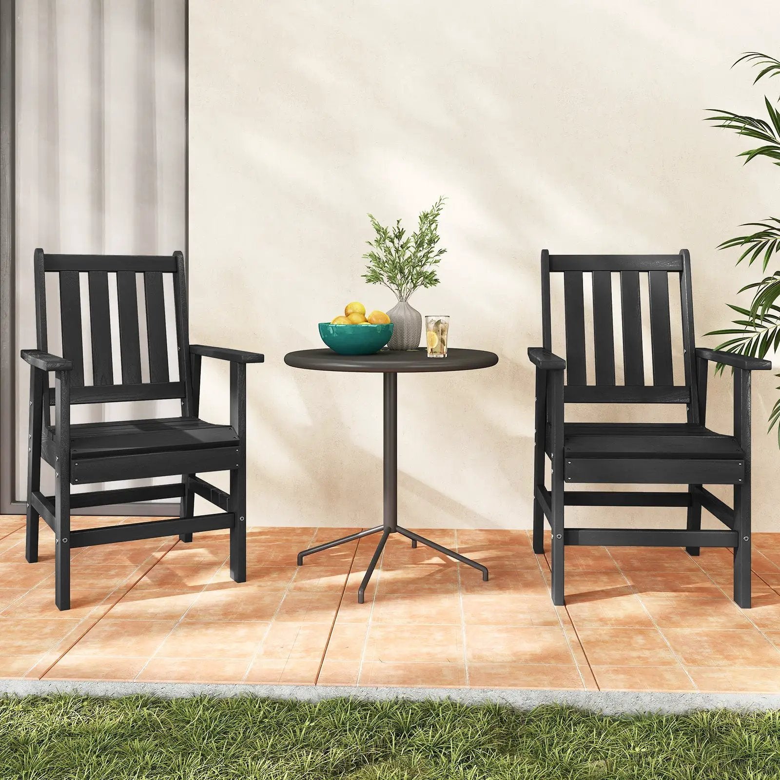 Set of 2 Patio Dining Chairs with Wide Armrests by DirectDeals