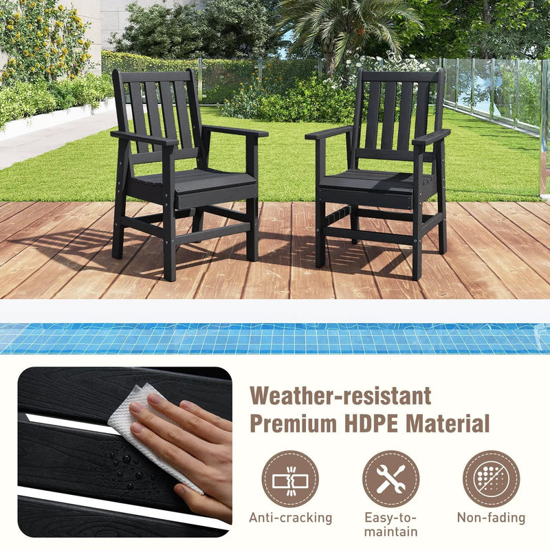 Set of 2 Patio Dining Chairs with Wide Armrests by DirectDeals