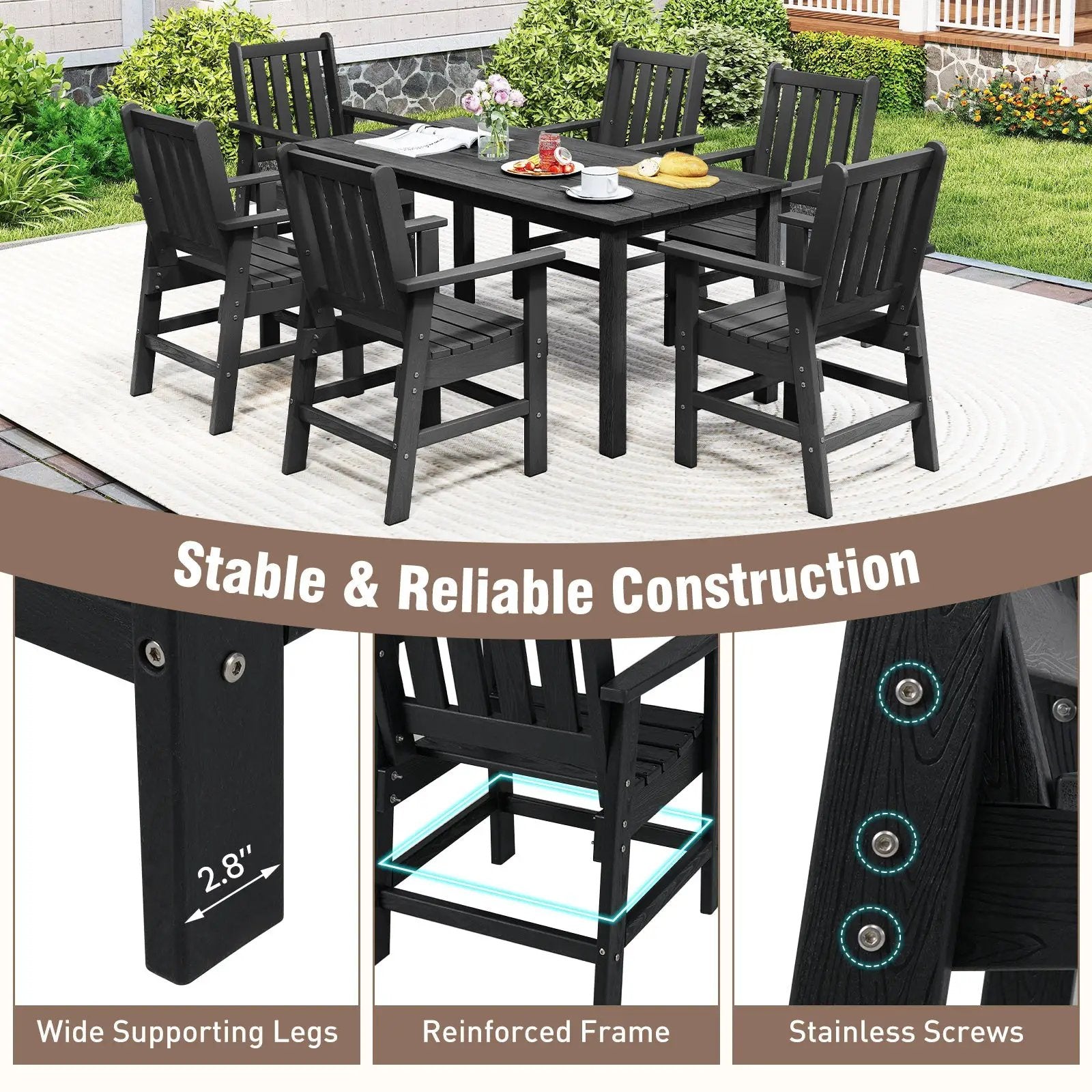 Set of 2 Patio Dining Chairs with Wide Armrests by DirectDeals