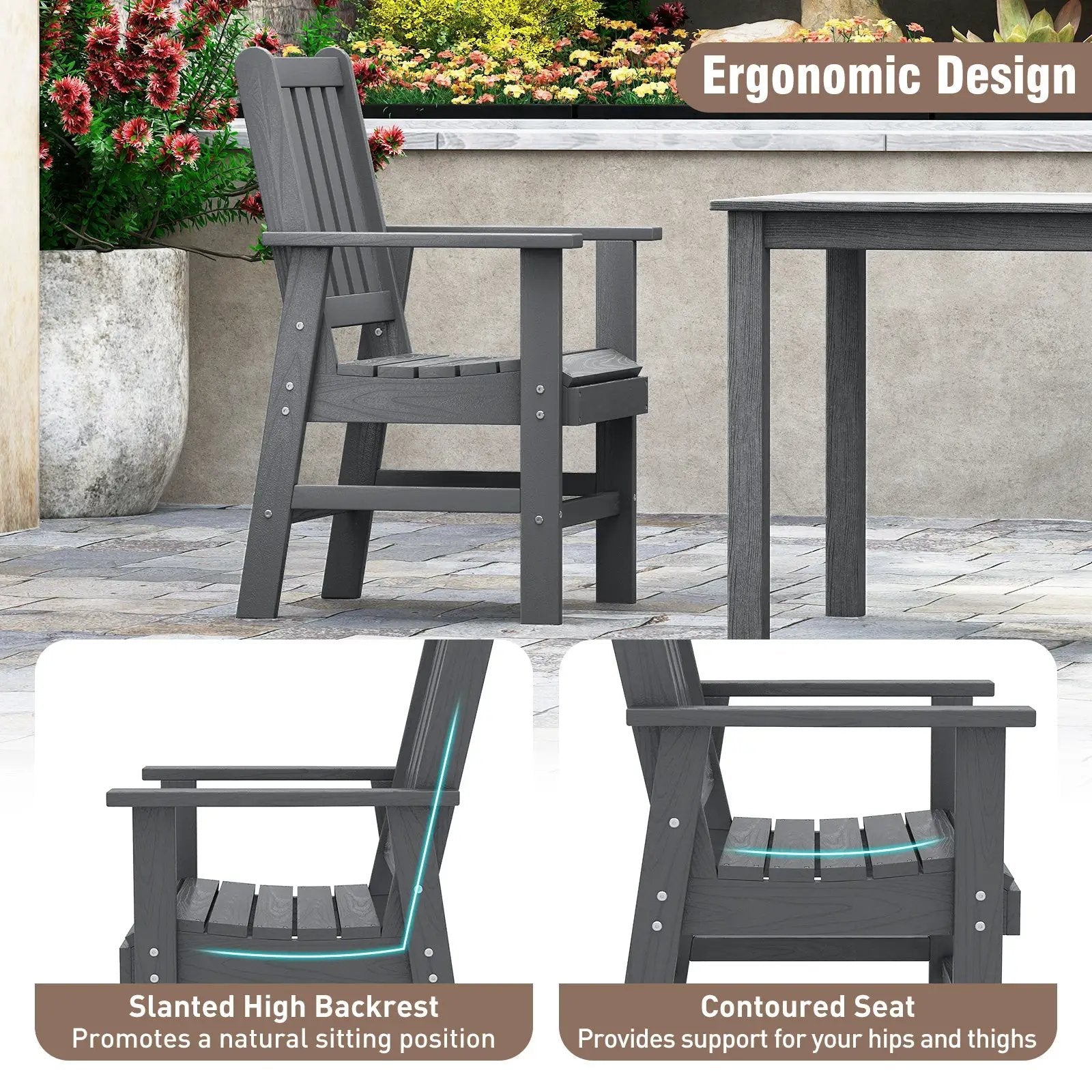 Set of 2 Patio Dining Chairs with Wide Armrests by DirectDeals