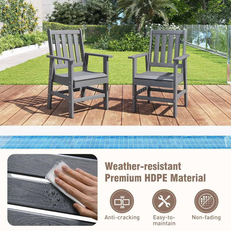 Set of 2 Patio Dining Chairs with Wide Armrests by DirectDeals