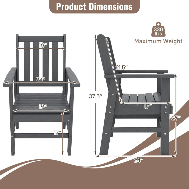 Set of 2 Patio Dining Chairs with Wide Armrests by DirectDeals