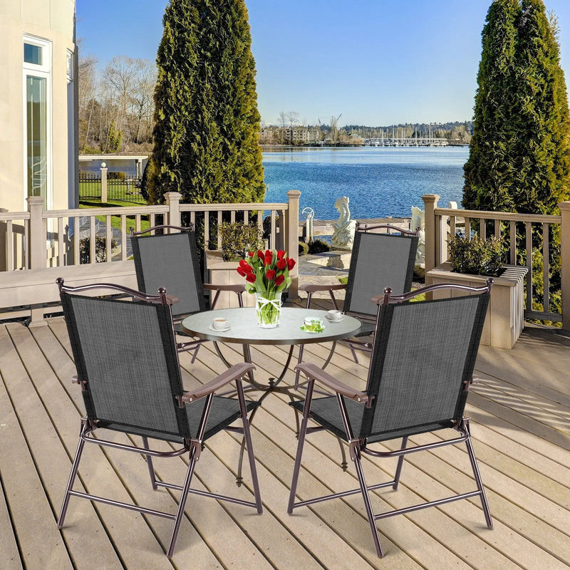 Set of 2 Patio Folding Sling Back Camping Deck Chairs by DirectDeals