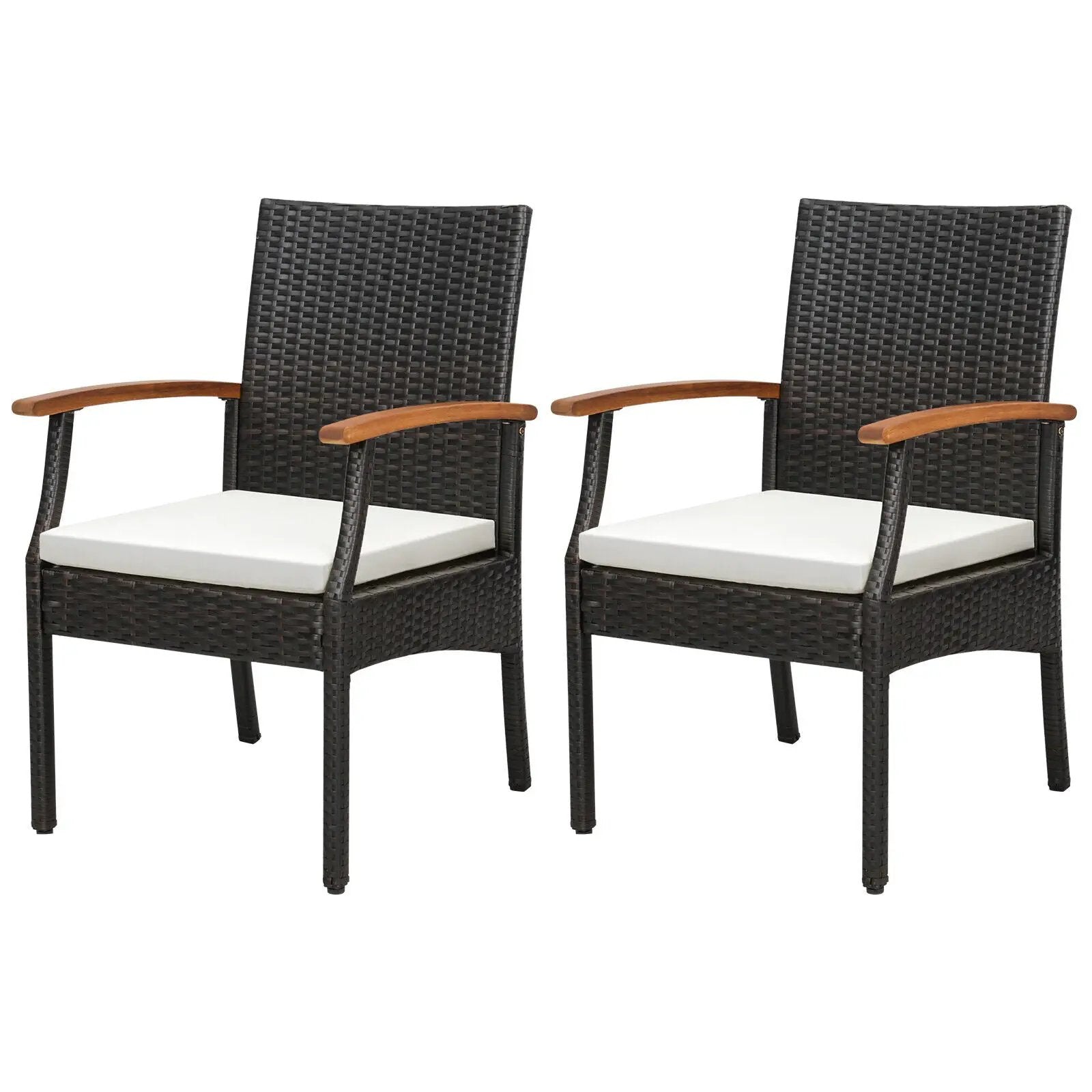 Patio Wicker Chair Set of 2/4 with Soft Zippered Cushion by DirectDeals