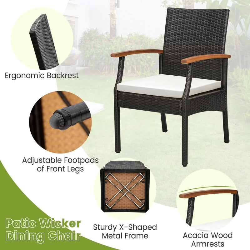 Patio Wicker Chair Set of 2/4 with Soft Zippered Cushion by DirectDeals