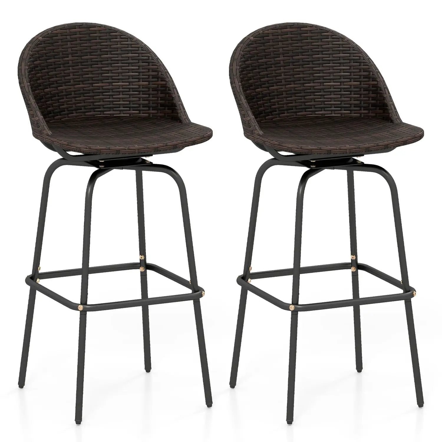 Swivel Patio Bar Stools Set of 2 with Rattan Seat 400 LBS by DirectDeals