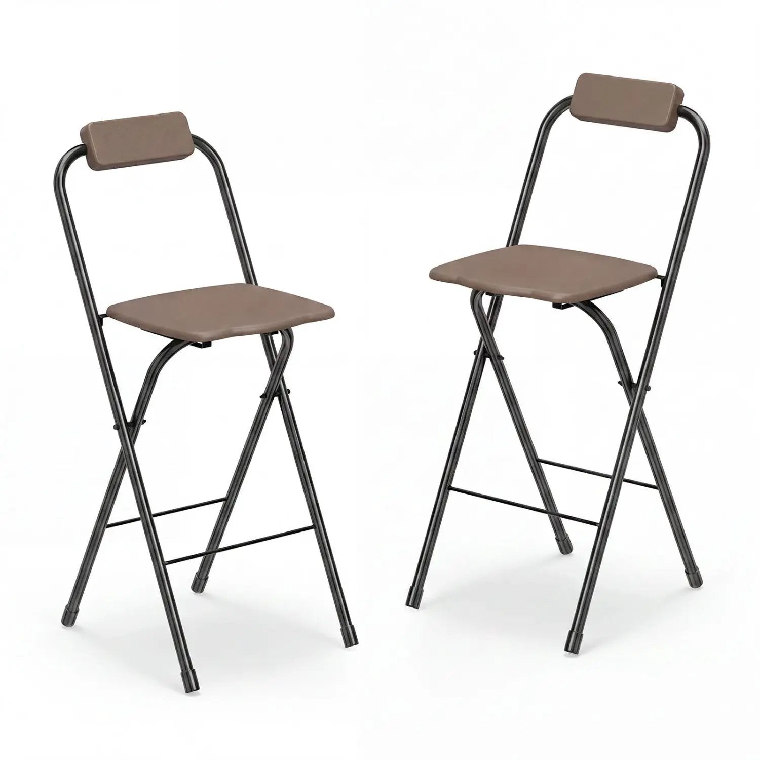 Portable Bar Height Stools Set of 2 with Footrest - Folding by DirectDeals