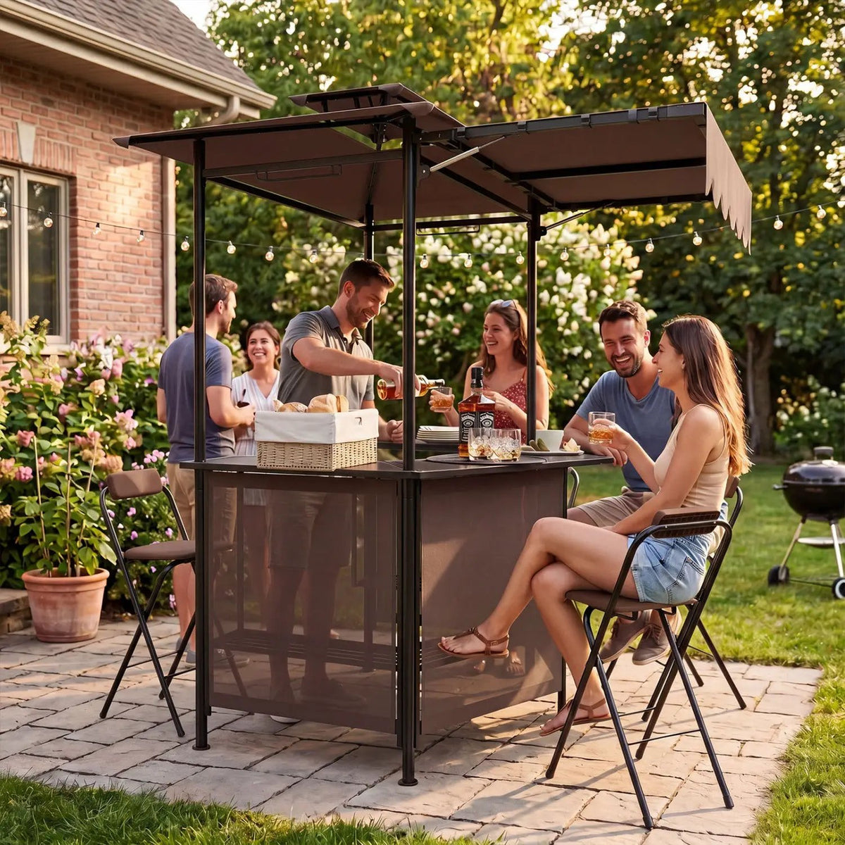 Portable Bar Height Stools Set of 2 with Footrest - Folding, photo 11 of 12