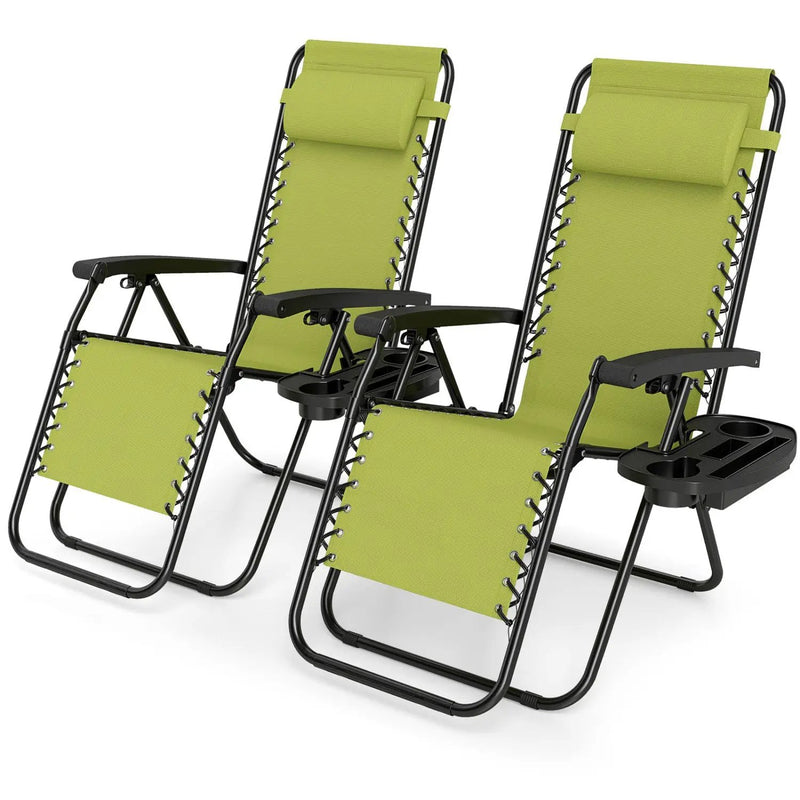Zero Gravity Lounge Chairs Set of 2 with Cup Holders by DirectDeals
