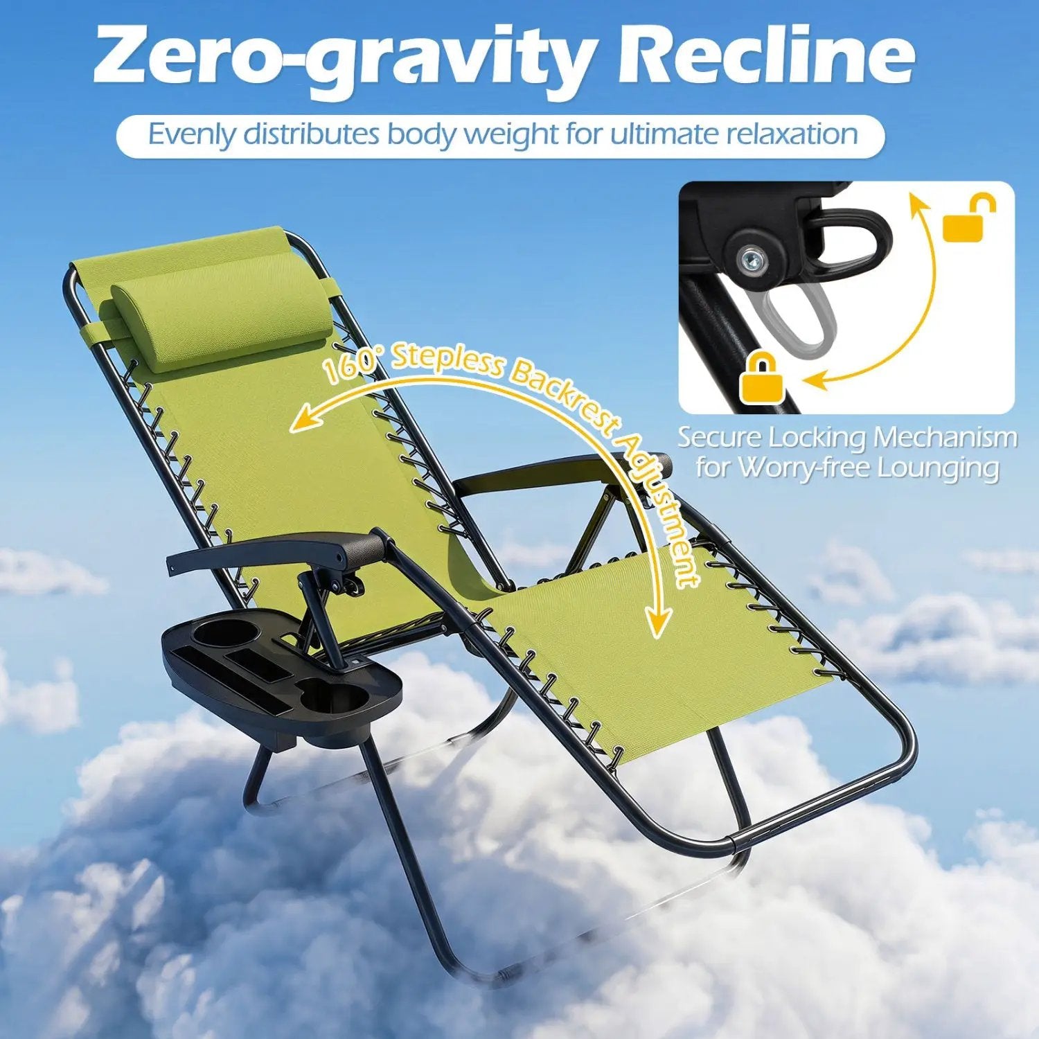 Zero Gravity Lounge Chairs Set of 2 with Cup Holders by DirectDeals