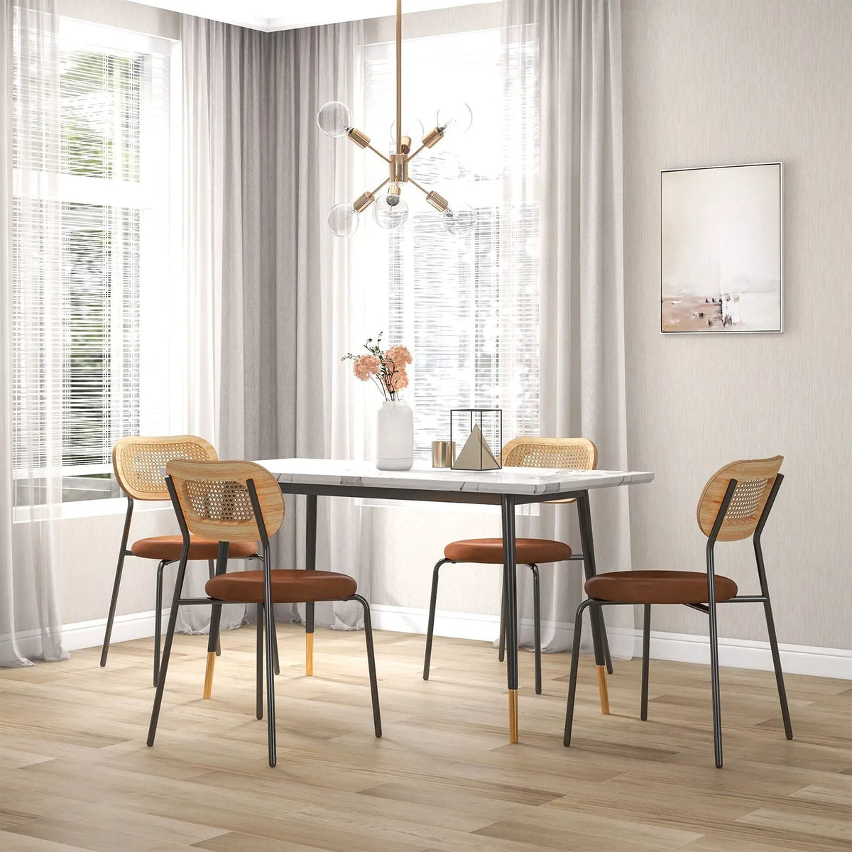 Set of 2 Rattan Dining Chair with Metal Legs by DirectDeals