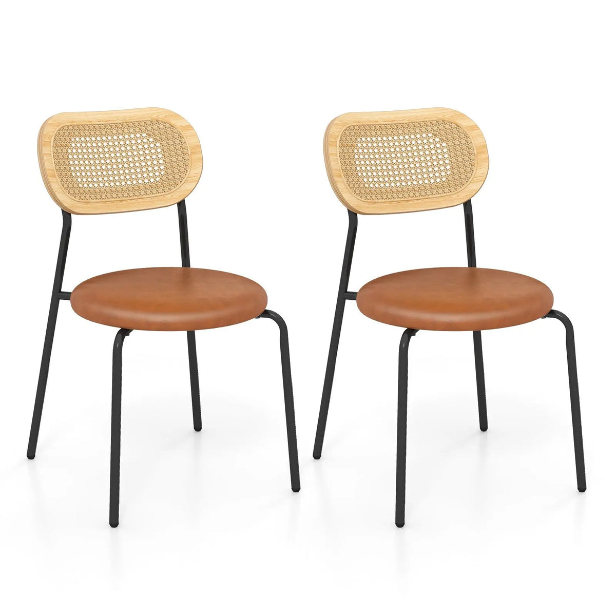 Set of 2 Rattan Dining Chair with Metal Legs by DirectDeals