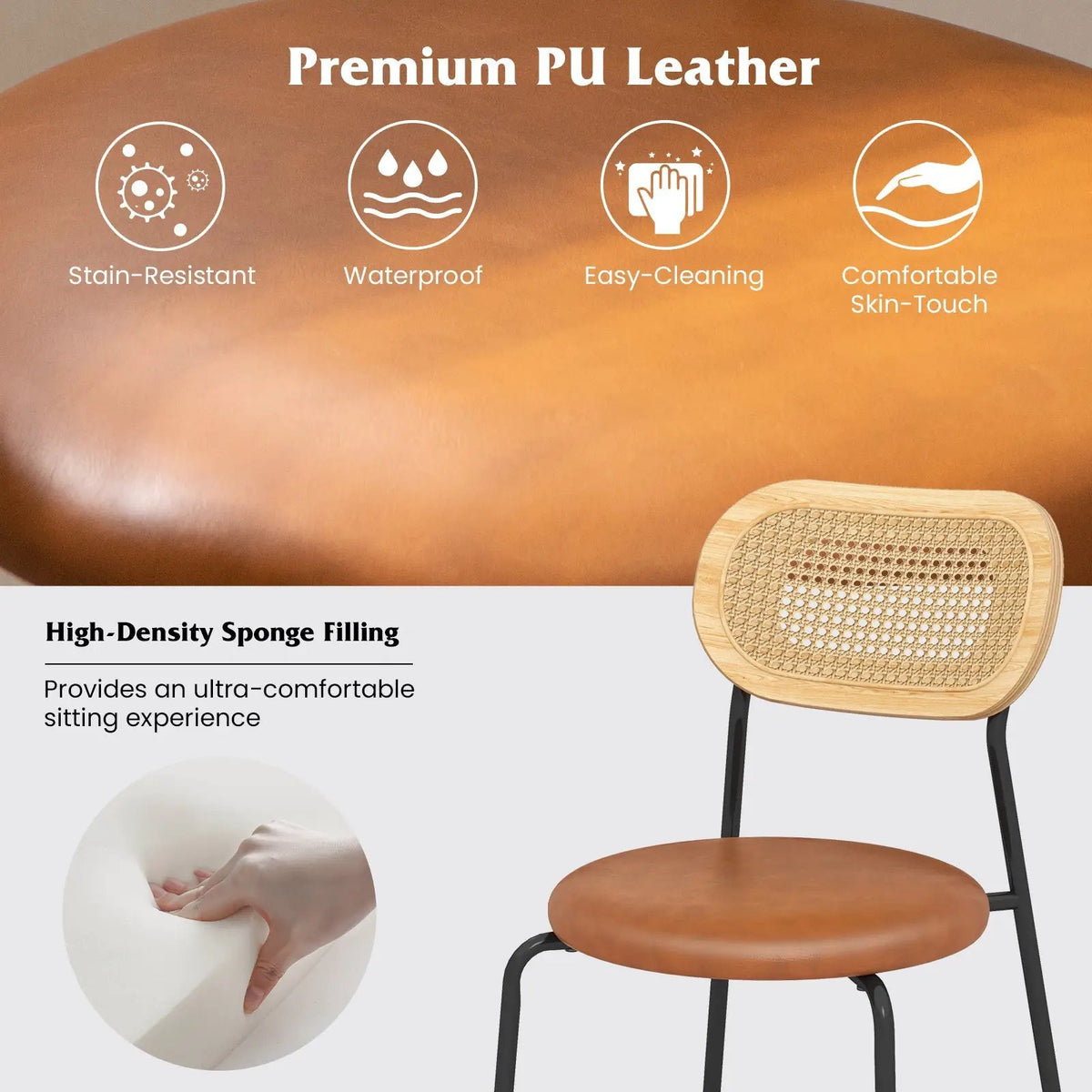 Set of 2 Rattan Dining Chair with Metal Legs by DirectDeals