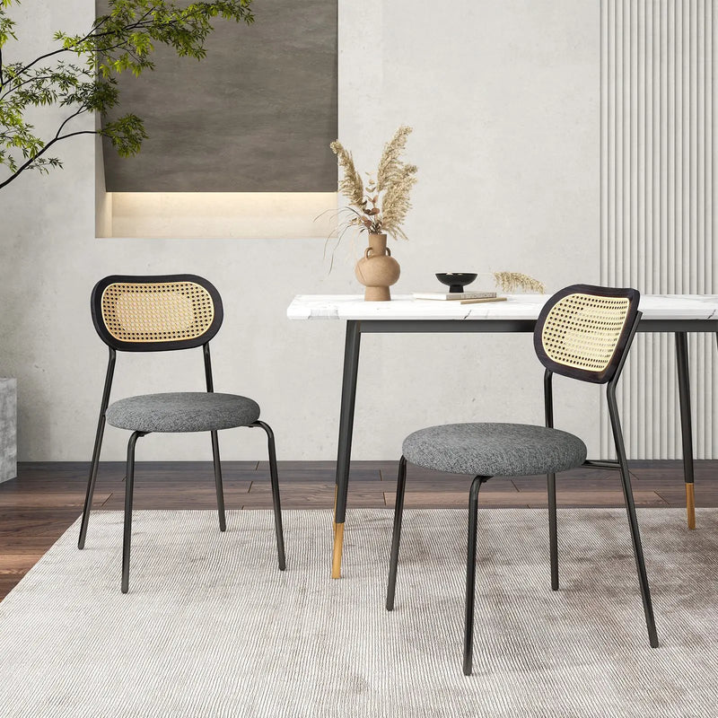 Set of 2 Rattan Dining Chair with Metal Legs by DirectDeals