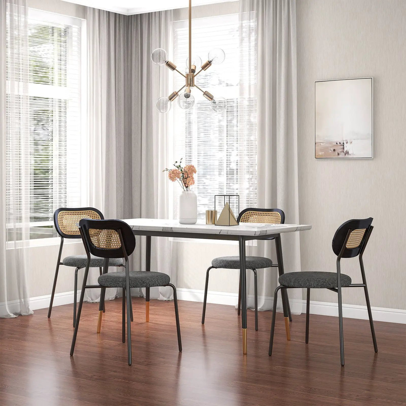 Set of 2 Rattan Dining Chair with Metal Legs by DirectDeals
