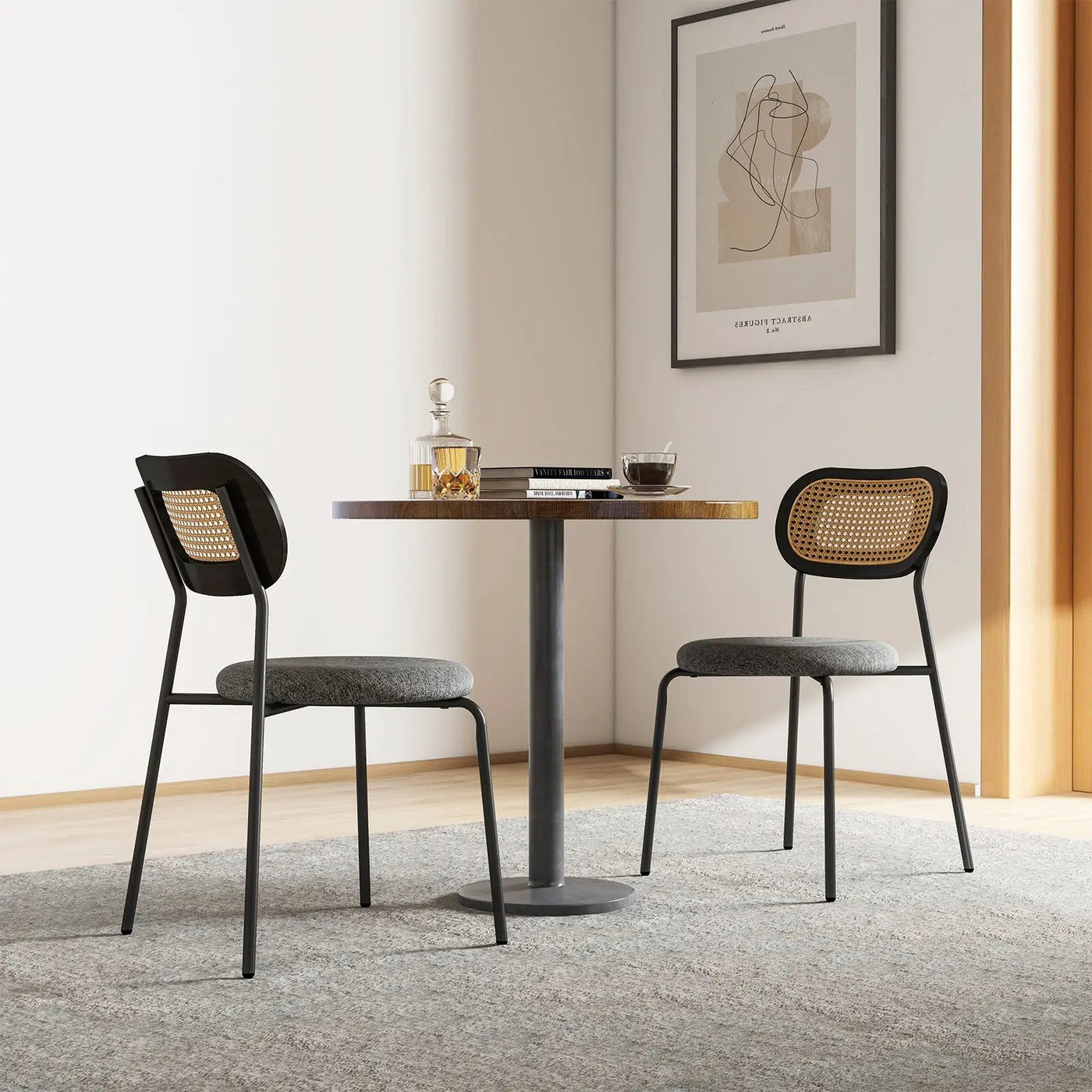 Set of 2 Rattan Dining Chair with Metal Legs by DirectDeals