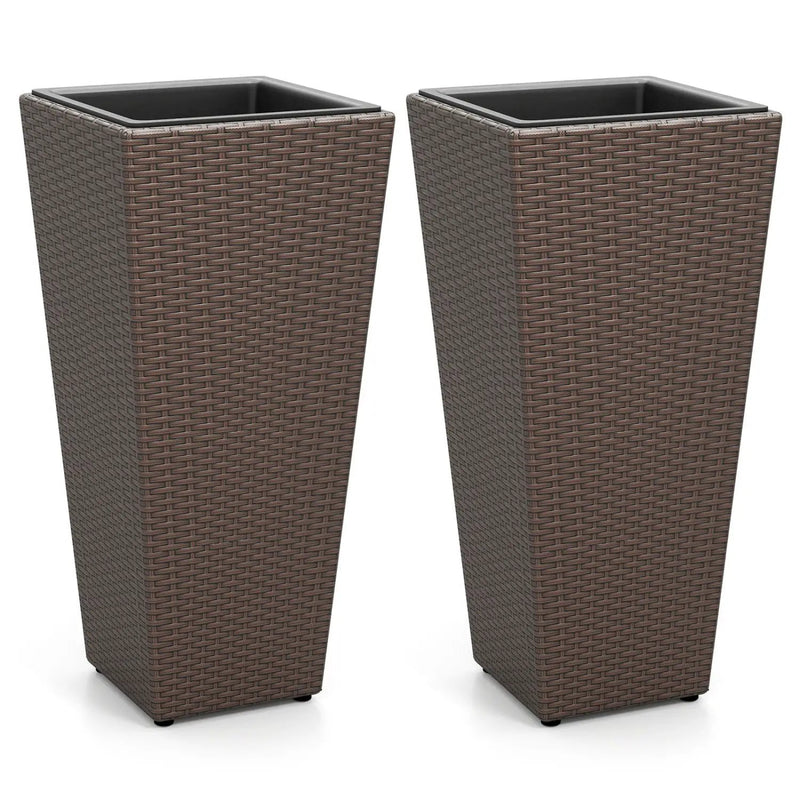 Tall Rattan Plant Pots with Liners - Set of 2 by DirectDeals