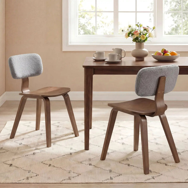 Set of 2 Rubber Wood Dining Room Chairs with Teddy Velvet Padded Backrest by DirectDeals