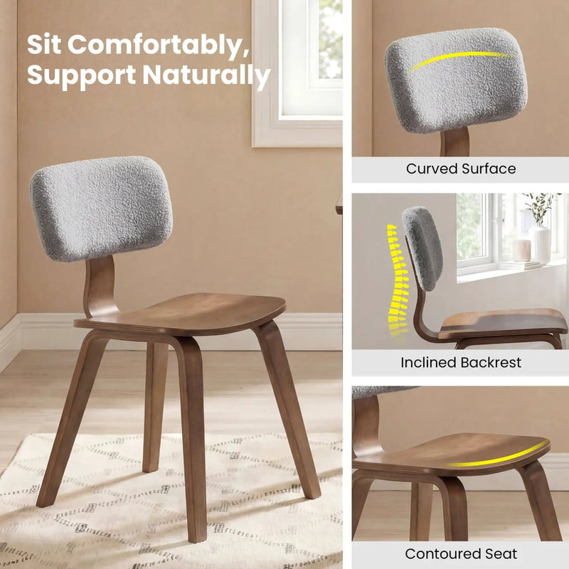 Set of 2 Rubber Wood Dining Room Chairs with Teddy Velvet Padded Backrest by DirectDeals