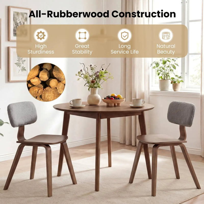 Set of 2 Rubber Wood Dining Room Chairs with Teddy Velvet Padded Backrest by DirectDeals