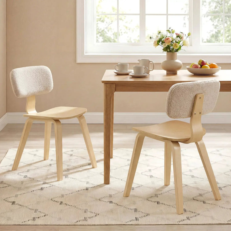 Set of 2 Rubber Wood Dining Room Chairs with Teddy Velvet Padded Backrest by DirectDeals
