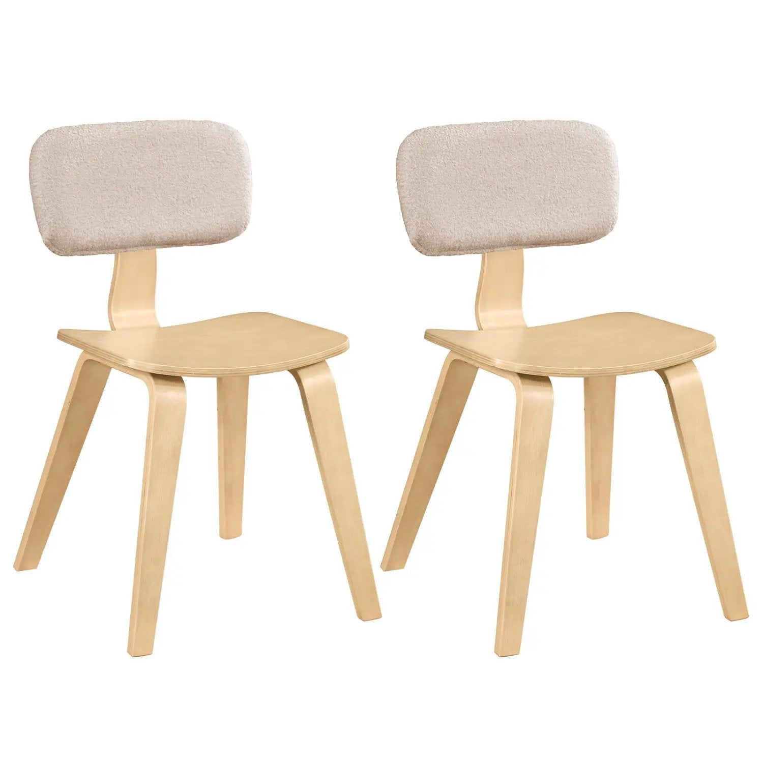 Set of 2 Rubber Wood Dining Room Chairs with Teddy Velvet Padded Backrest by DirectDeals