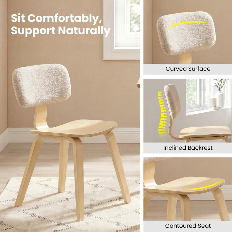 Set of 2 Rubber Wood Dining Room Chairs with Teddy Velvet Padded Backrest by DirectDeals
