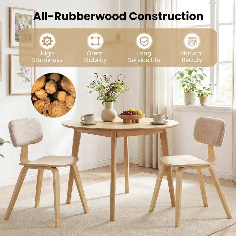 Set of 2 Rubber Wood Dining Room Chairs with Teddy Velvet Padded Backrest by DirectDeals