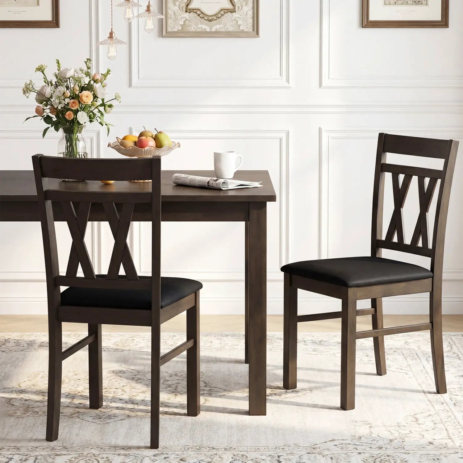 Upholstered Dining Chairs Set of 2 - Linen Style Gray by DirectDeals