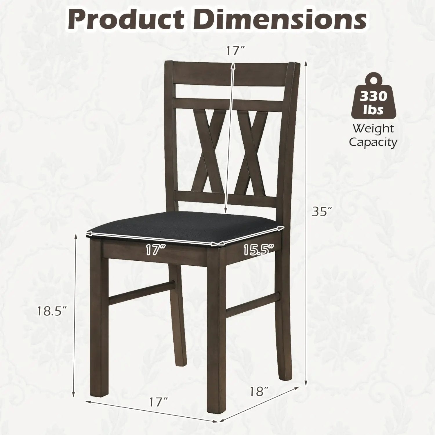 Upholstered Dining Chairs Set of 2 - Linen Style Gray by DirectDeals
