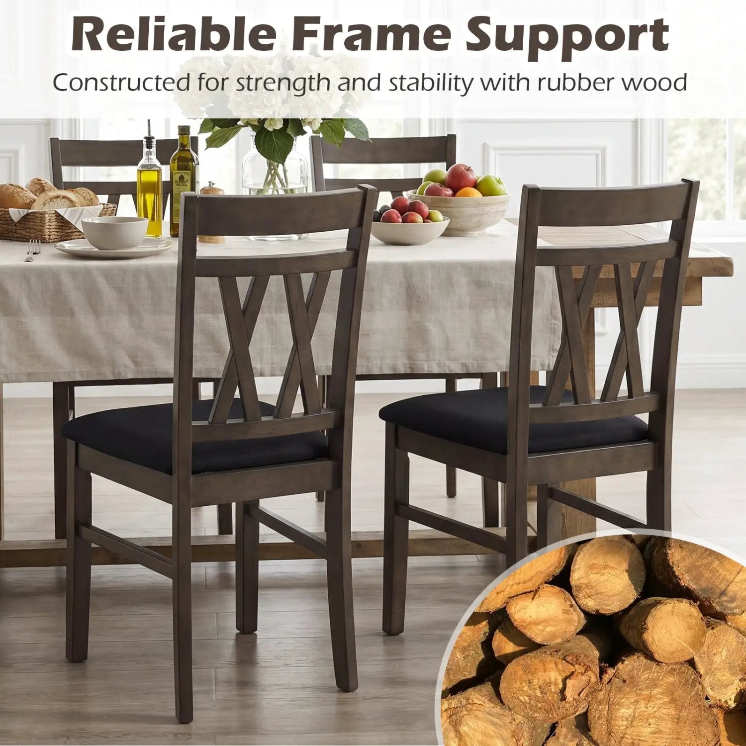 Upholstered Dining Chairs Set of 2 - Linen Style Gray by DirectDeals