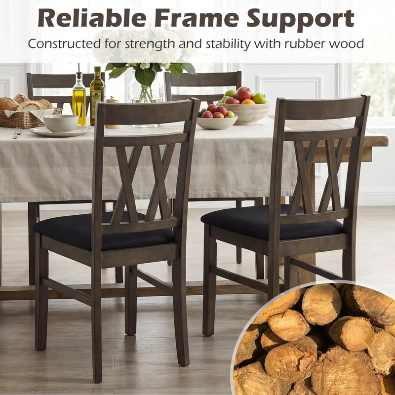 Upholstered Dining Chairs Set of 2 - Linen Style Gray by DirectDeals